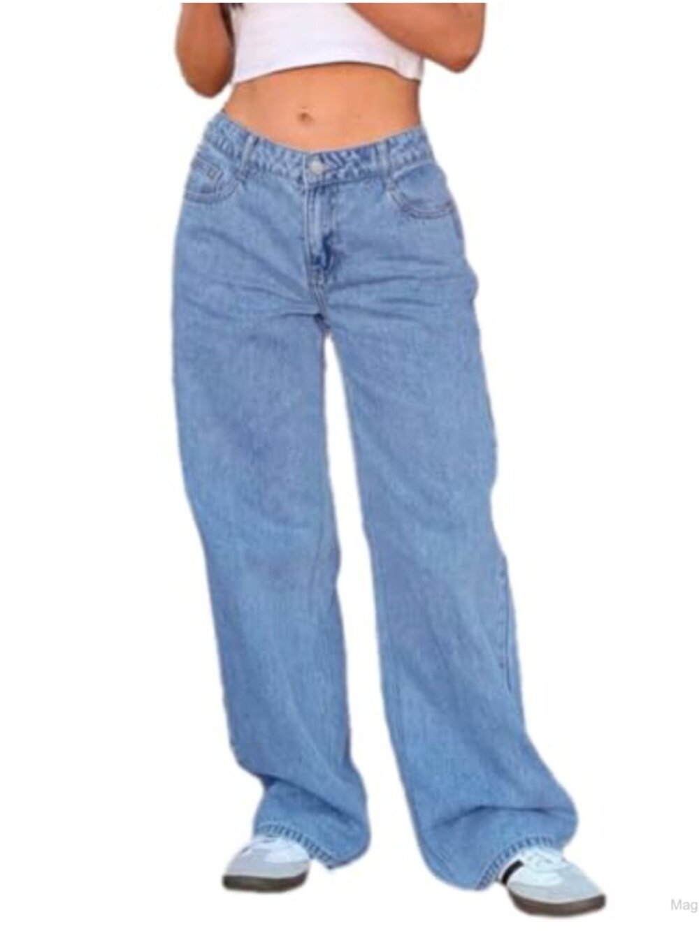 Lightweight Wide Leg Straight Leg High Rise Jeans